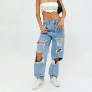 BDG High-Rise Baggy Destroyed Jeans Light Blue size 30
